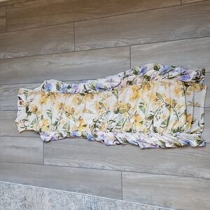 FARM Rio White Floral Ruched Sheath Dress with Yellow & Purple Flowers